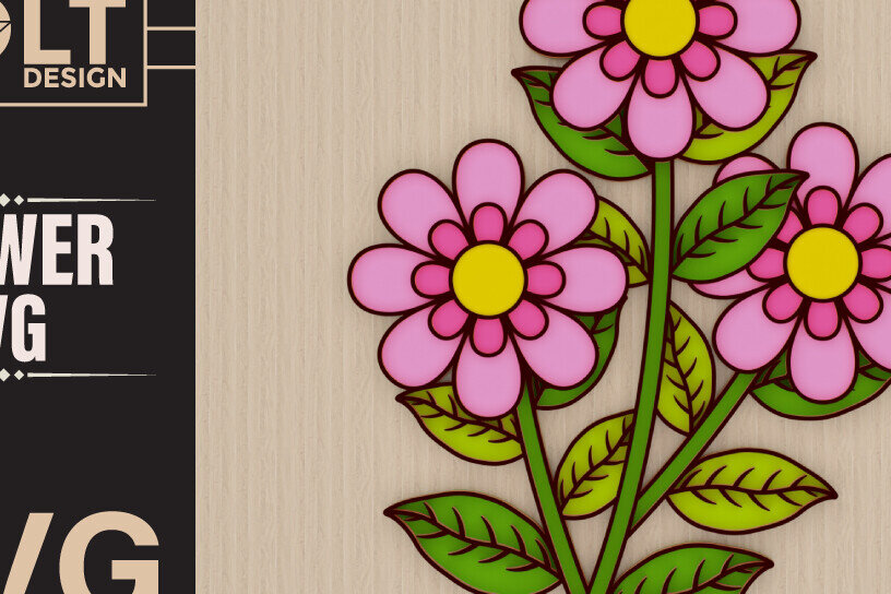 Σετ των 2 Intra απο ξύλο plywood 3mm-4mm πάχος - Λουλούδι 3d  Χαρτί Δίασταση 20x25 cm INTRAFABR-94201661