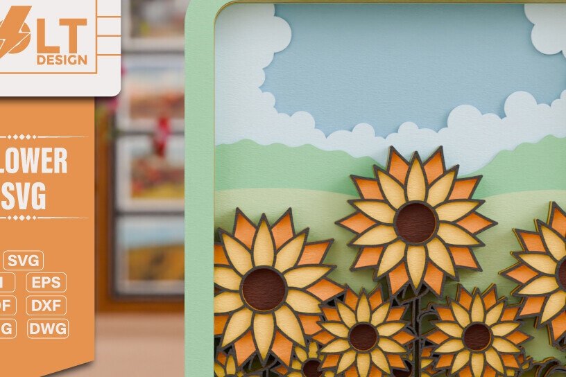 Σετ των 2 Intra απο ξύλο plywood 3mm-4mm πάχος -  με λέιζερ από χαρτί 3d  Flower Δίασταση 20x25 cm INTRAFABR-115173391