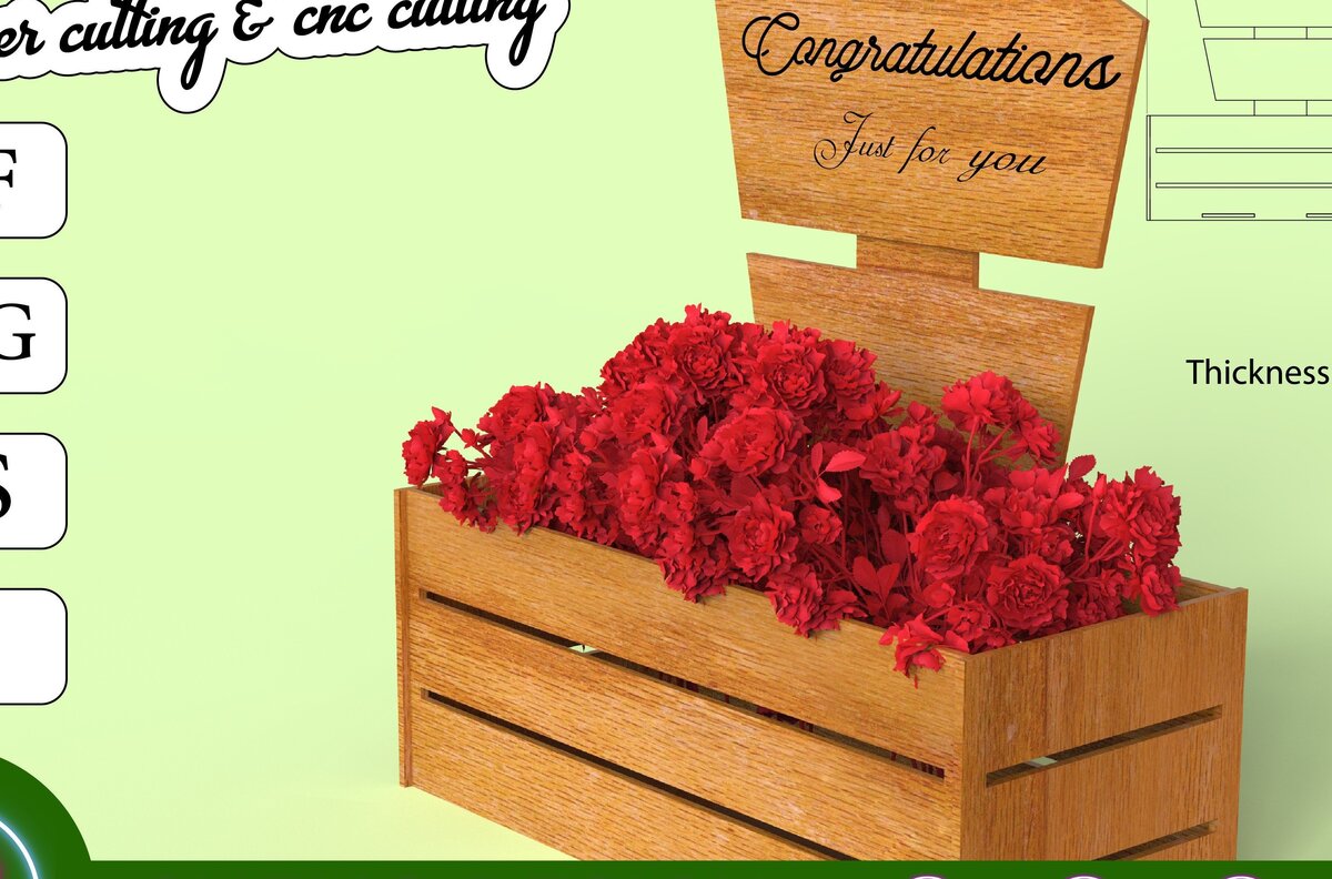 Intra απο ξύλο plywood 3mm-4mm πάχος - Καλάθι λουλουδιών για  Δίασταση 20x20 cm INTRAFABR-33634604