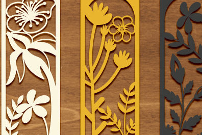 Σετ των 2 Intra απο ξύλο plywood 3mm-4mm πάχος - Σετ σελιδοδείκτης λουλουδιών Laser Cut  Δίασταση 5x20 cm INTRAFABR-90339838