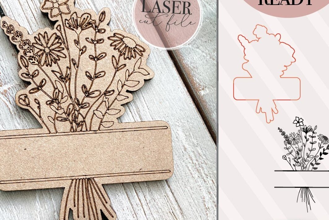 Σετ των 3 Intra απο ξύλο plywood 3mm-4mm πάχος - Πινακίδα ονόματος μπουκέτο λουλουδιών  Δίασταση 6x6 cm INTRAFABR-70852137