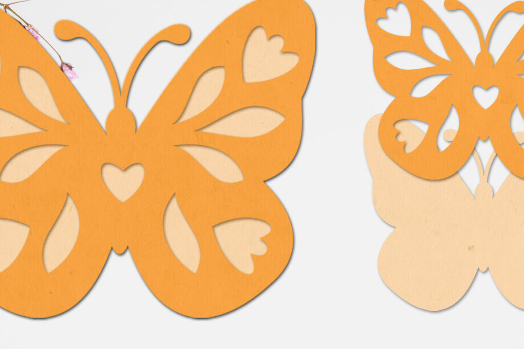 Σετ των 3 Intra απο ξύλο plywood 3mm-4mm πάχος - Flower Butterfly 3d Layered Papercut  Δίασταση 8x8 cm INTRAFABR-72029802