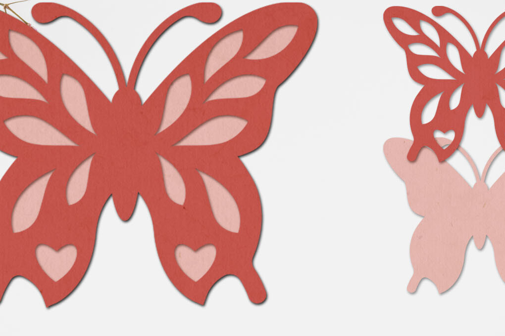 Σετ των 3 Intra απο ξύλο plywood 3mm-4mm πάχος - Πεταλούδα λουλουδιών τρισδιάστατο χαρτί με στρώσεις Δίασταση 8x8 cm INTRAFABR-72029642