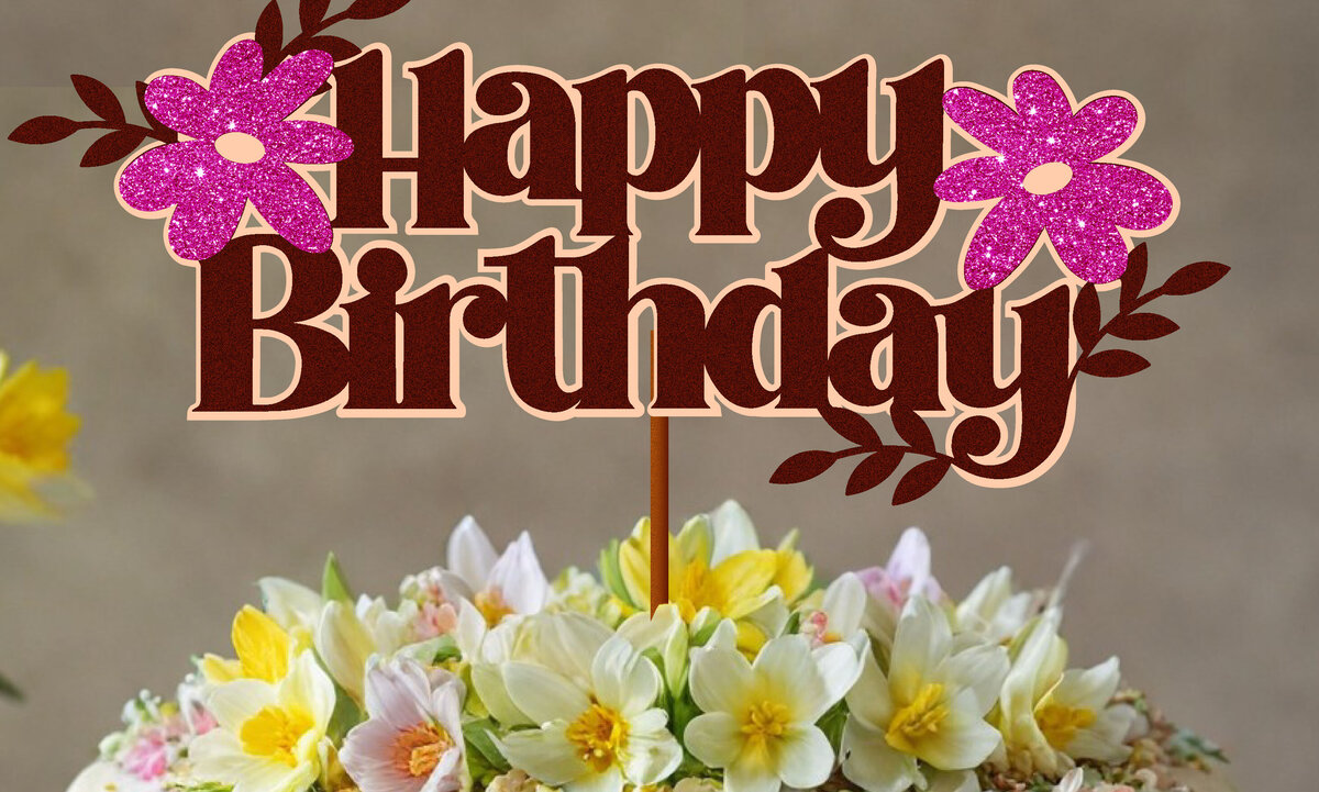 Σετ των 3 Intra απο ξύλο plywood 3mm-4mm πάχος -  Flower Cake Topper  Δίασταση 4x4 cm INTRAFABR-101809287