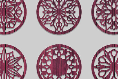 Intra απο ξύλο plywood 3mm-4mm πάχος - Σουβέρ λουλουδιών Laser Cut  Δίασταση 40x50 cm INTRAFABR-73208349