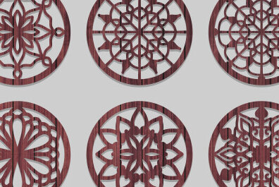 Intra απο ξύλο plywood 3mm-4mm πάχος - Σουβέρ λουλουδιών Laser Cut  Δίασταση 40x50 cm INTRAFABR-73208387