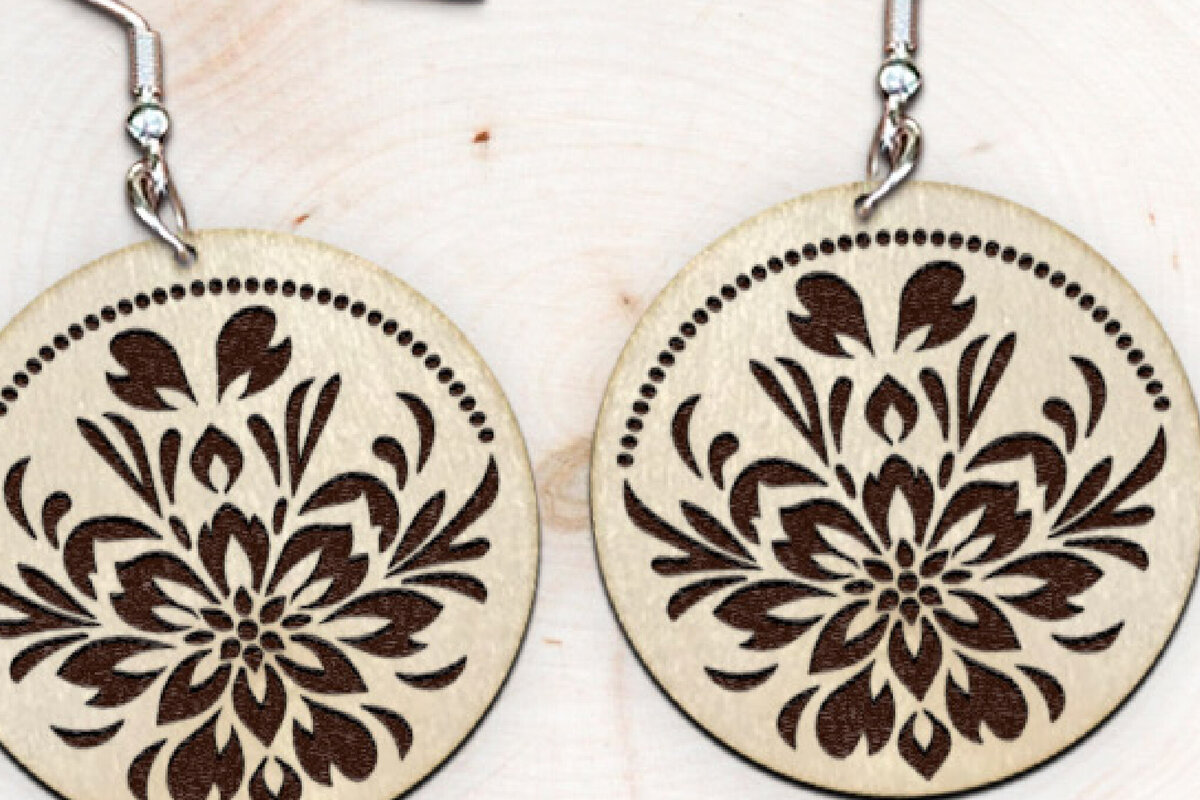 Σετ των 3 Intra απο ξύλο plywood 3mm-4mm πάχος - Σκουλαρίκια με λουλούδια . Δίασταση 3x3 cm INTRAFABR-115475879