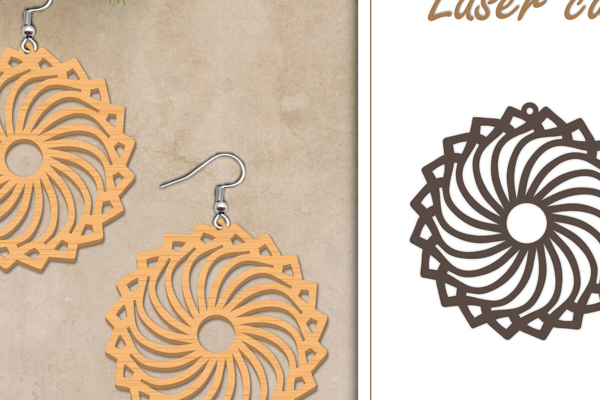 Σετ των 3 Intra απο ξύλο plywood 3mm-4mm πάχος - Σκουλαρίκια με λουλούδια  Δίασταση 3x3 cm INTRAFABR-119266603