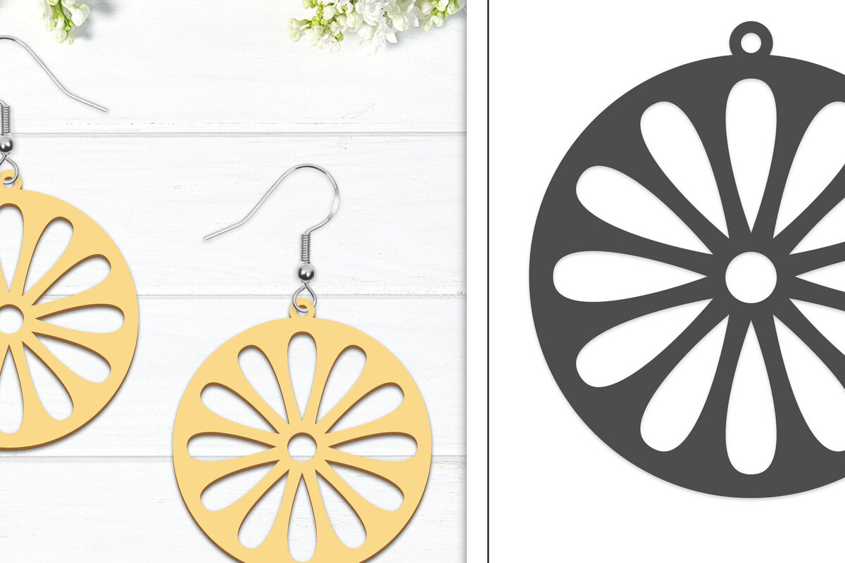 Σετ των 3 Intra απο ξύλο plywood 3mm-4mm πάχος - Σκουλαρίκια λουλουδιών | Σκουλαρίκια  Δίασταση 3x3 cm INTRAFABR-102950792