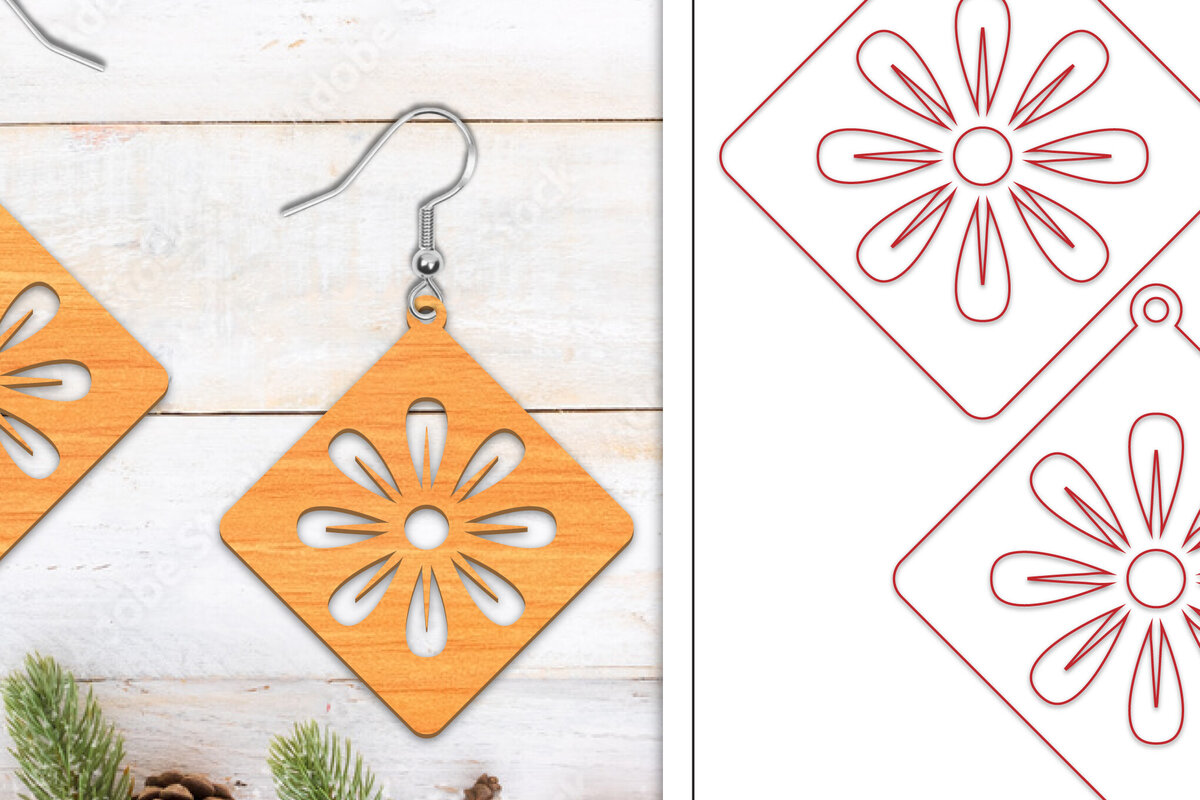 Σετ των 3 Intra απο ξύλο plywood 3mm-4mm πάχος - Σκουλαρίκια λουλουδιών | Σκουλαρίκια  Δίασταση 3x3 cm INTRAFABR-103050158