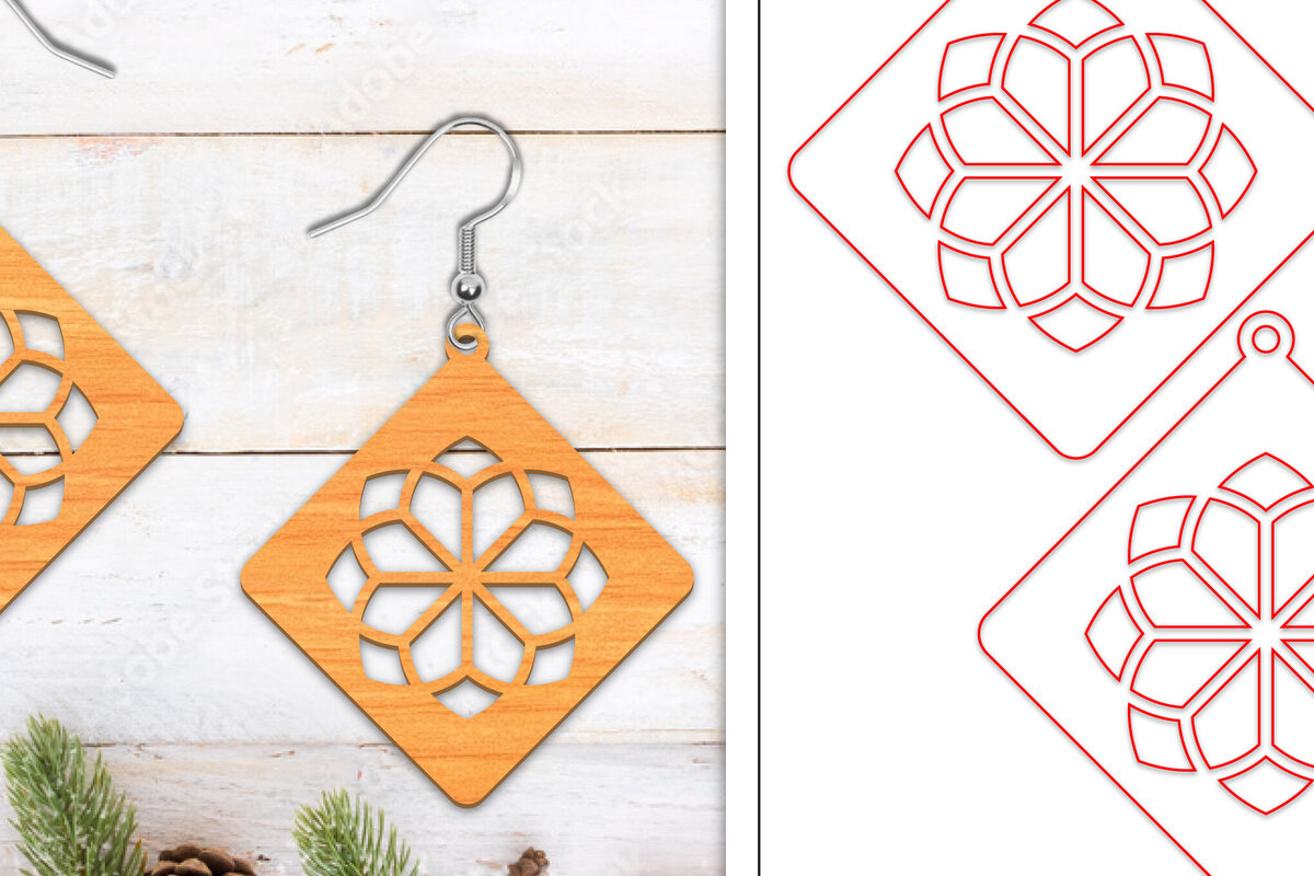 Σετ των 3 Intra απο ξύλο plywood 3mm-4mm πάχος - Σκουλαρίκια λουλουδιών | Σκουλαρίκια  Δίασταση 3x3 cm INTRAFABR-103050952