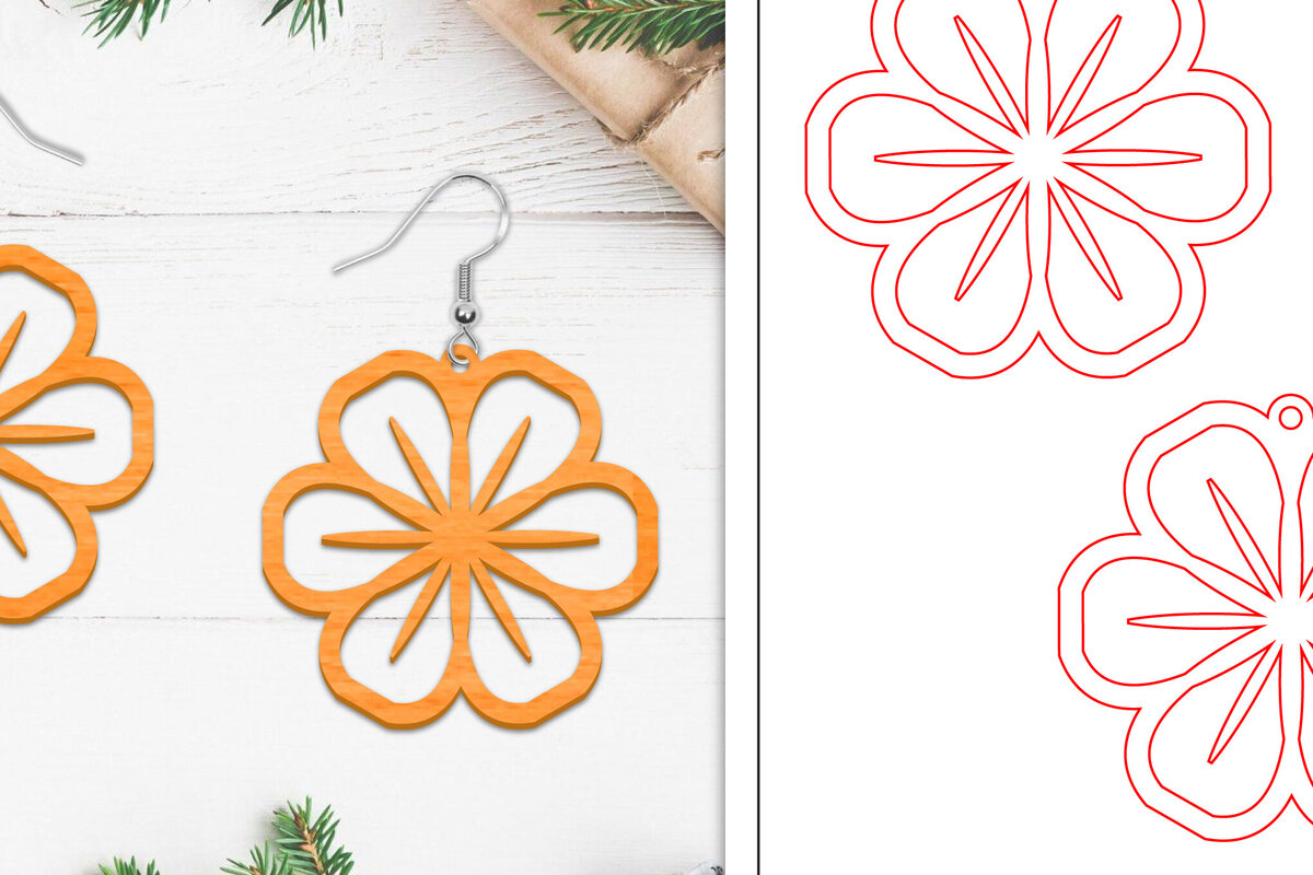 Σετ των 3 Intra απο ξύλο plywood 3mm-4mm πάχος - Σκουλαρίκια λουλουδιών | Σκουλαρίκια  Δίασταση 3x3 cm INTRAFABR-103112003