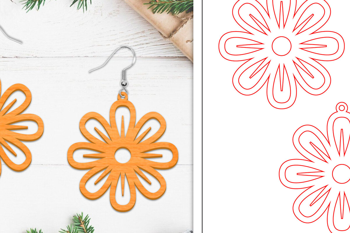 Σετ των 3 Intra απο ξύλο plywood 3mm-4mm πάχος - Σκουλαρίκια λουλουδιών | Σκουλαρίκια  Δίασταση 3x3 cm INTRAFABR-103112218