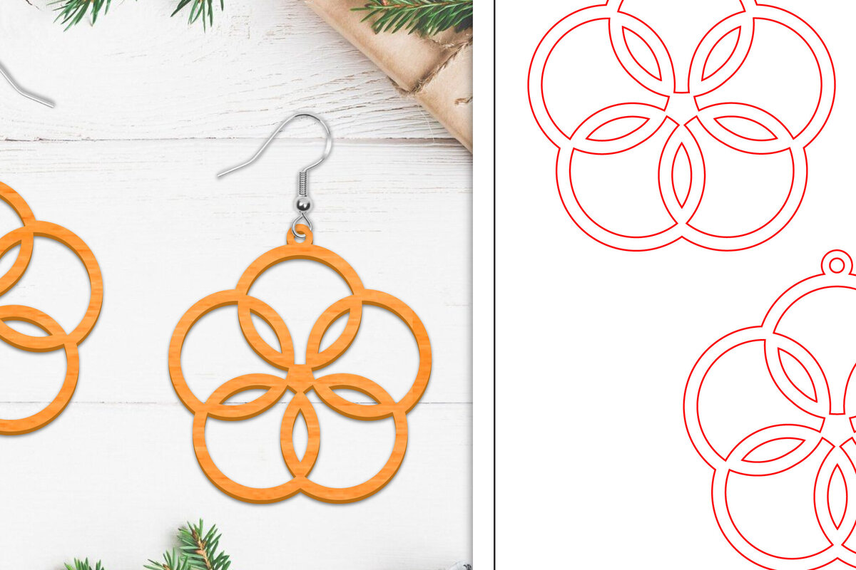 Σετ των 3 Intra απο ξύλο plywood 3mm-4mm πάχος - Σκουλαρίκια λουλουδιών | Σκουλαρίκια  Δίασταση 3x3 cm INTRAFABR-103112258