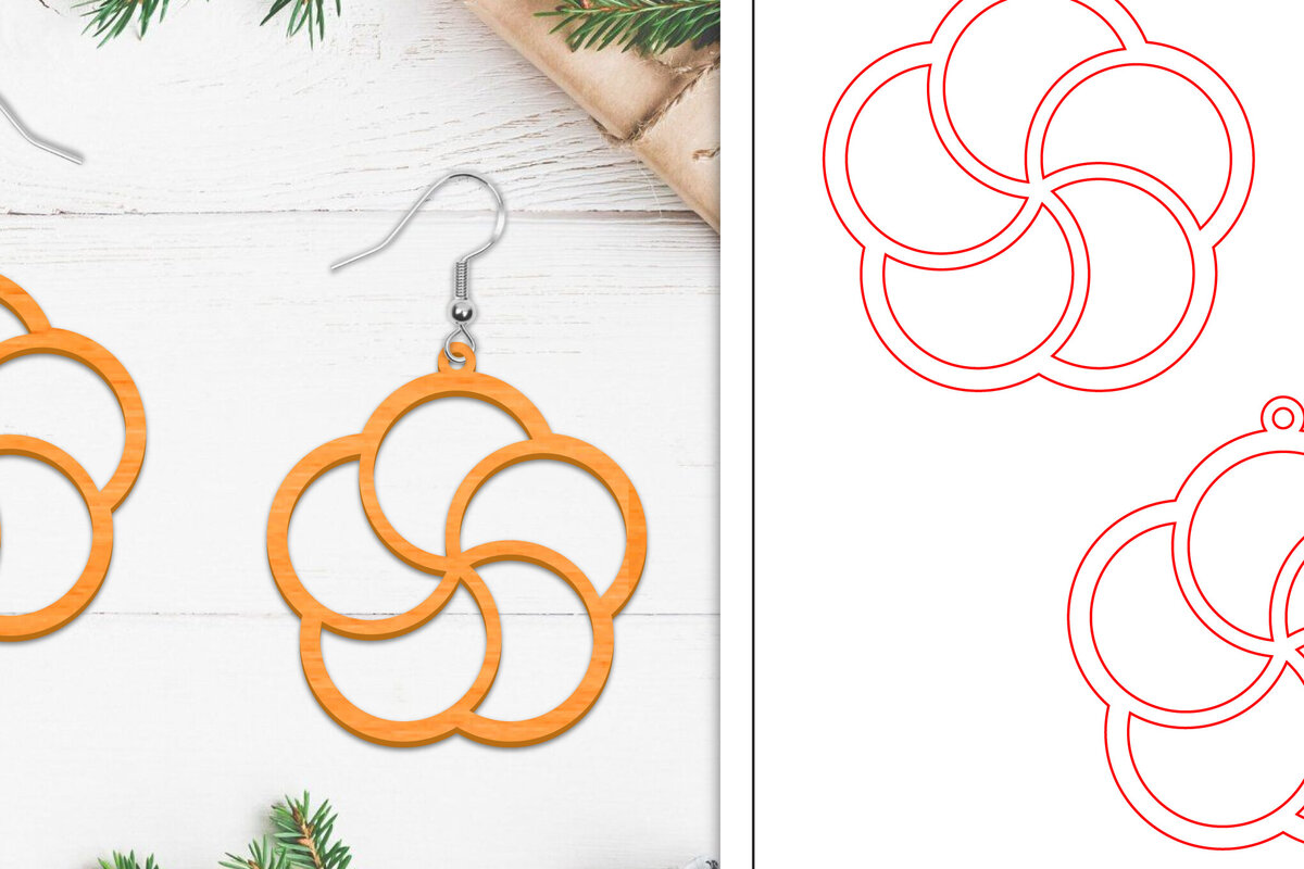 Σετ των 3 Intra απο ξύλο plywood 3mm-4mm πάχος - Σκουλαρίκια λουλουδιών | Σκουλαρίκια  Δίασταση 3x3 cm INTRAFABR-103112347