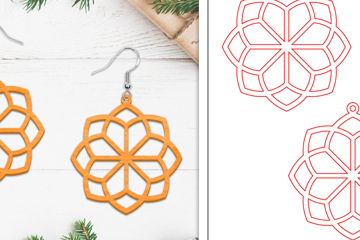 Σετ των 3 Intra απο ξύλο plywood 3mm-4mm πάχος - Σκουλαρίκια λουλουδιών | Σκουλαρίκια  Δίασταση 3x3 cm INTRAFABR-103112676