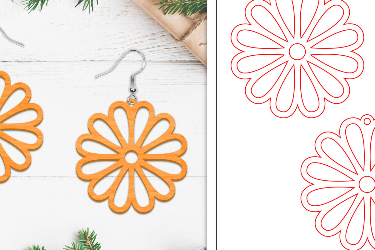 Σετ των 3 Intra απο ξύλο plywood 3mm-4mm πάχος - Σκουλαρίκια λουλουδιών | Σκουλαρίκια  Δίασταση 3x3 cm INTRAFABR-103112717