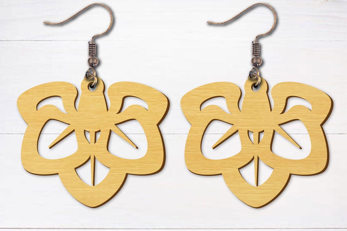 Σετ των 3 Intra απο ξύλο plywood 3mm-4mm πάχος - Σκουλαρίκια λουλουδιών κομμένα με λέιζερ  Δίασταση 3x3 cm INTRAFABR-96692661