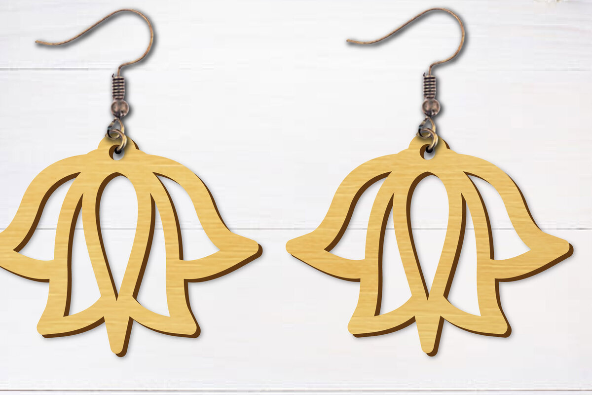 Σετ των 3 Intra απο ξύλο plywood 3mm-4mm πάχος - Σκουλαρίκια λουλουδιών κομμένα με λέιζερ  Δίασταση 3x3 cm INTRAFABR-96692757