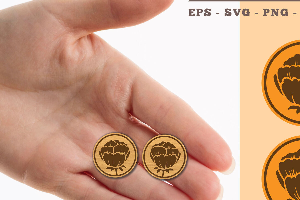 Σετ των 3 Intra απο ξύλο plywood 3mm-4mm πάχος - Σκουλαρίκια λουλουδιών κοπής λέιζερ  3 Δίασταση 3x3 cm INTRAFABR-102676939