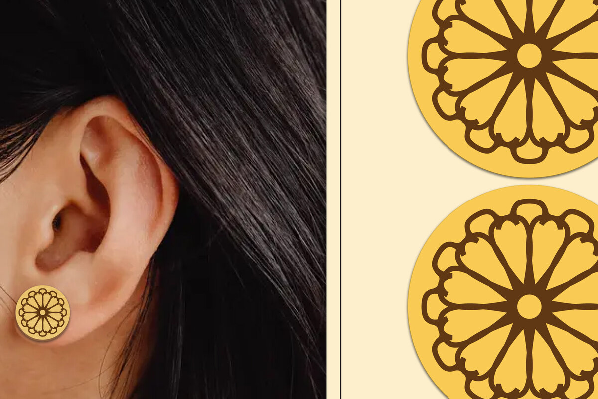 Σετ των 3 Intra απο ξύλο plywood 3mm-4mm πάχος - Σκουλαρίκια λουλουδιών Μαγνήτης κοπής με λέιζερ Δίασταση 3x3 cm INTRAFABR-103821438