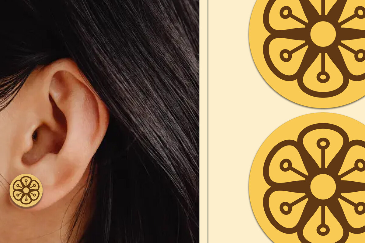 Σετ των 3 Intra απο ξύλο plywood 3mm-4mm πάχος - Σκουλαρίκια λουλουδιών Μαγνήτης κοπής με λέιζερ Δίασταση 3x3 cm INTRAFABR-103820875