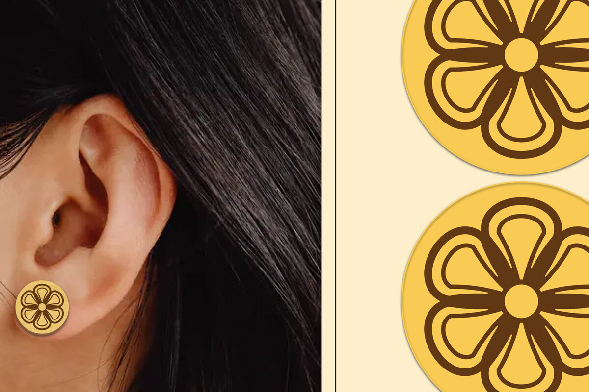 Σετ των 3 Intra απο ξύλο plywood 3mm-4mm πάχος - Σκουλαρίκια λουλουδιών Μαγνήτης κοπής με λέιζερ Δίασταση 3x3 cm INTRAFABR-103820972