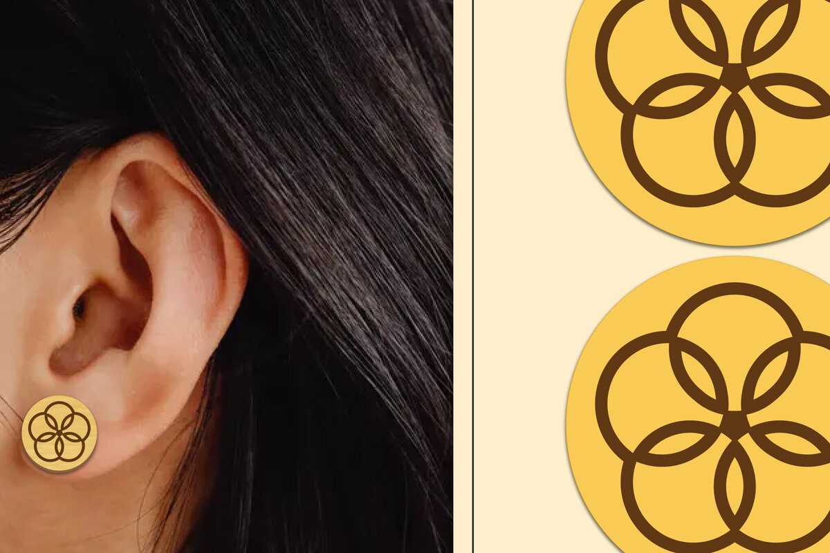 Σετ των 3 Intra απο ξύλο plywood 3mm-4mm πάχος - Σκουλαρίκια λουλουδιών Μαγνήτης κοπής με λέιζερ Δίασταση 3x3 cm INTRAFABR-103821008