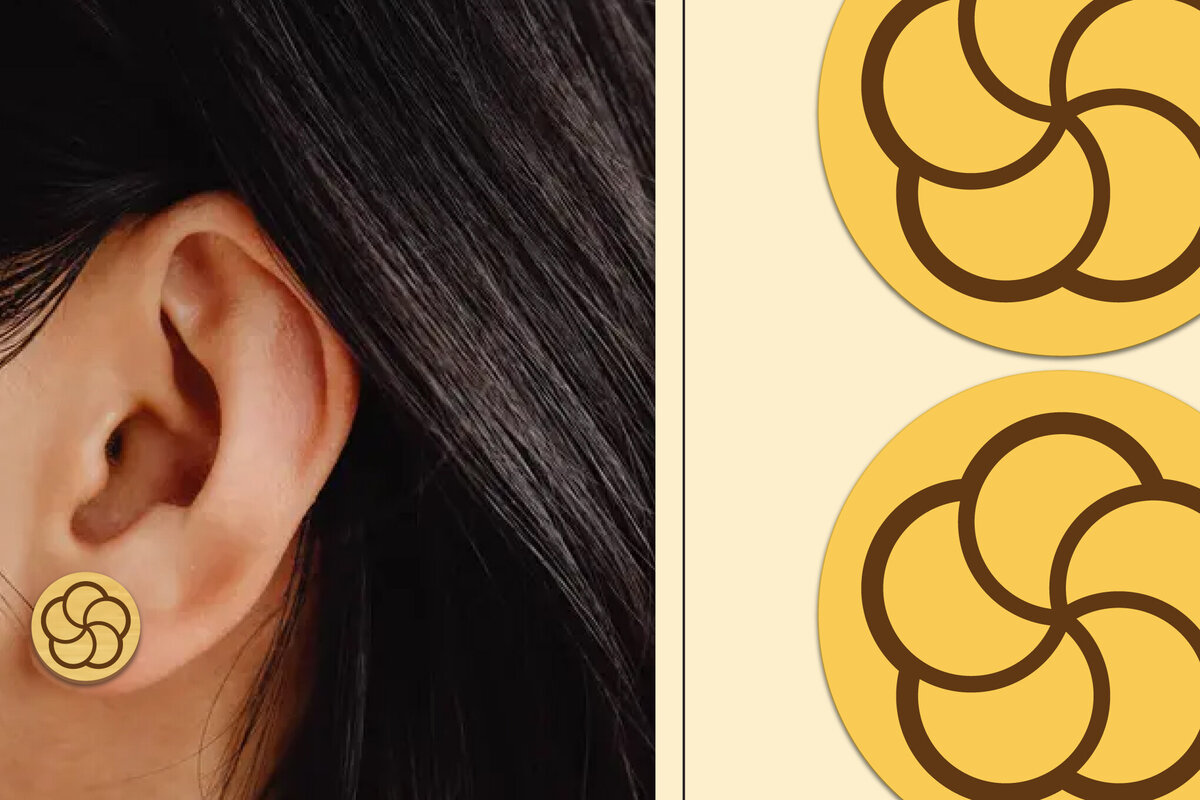 Σετ των 3 Intra απο ξύλο plywood 3mm-4mm πάχος - Σκουλαρίκια λουλουδιών Μαγνήτης κοπής με λέιζερ Δίασταση 3x3 cm INTRAFABR-103821077