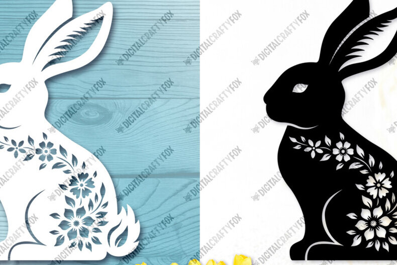 Σετ των 3 Intra απο ξύλο plywood 3mm-4mm πάχος - Λουλούδι πασχαλινό λαγουδάκι στολίδι  Δίασταση 6x6 cm INTRAFABR-116952411