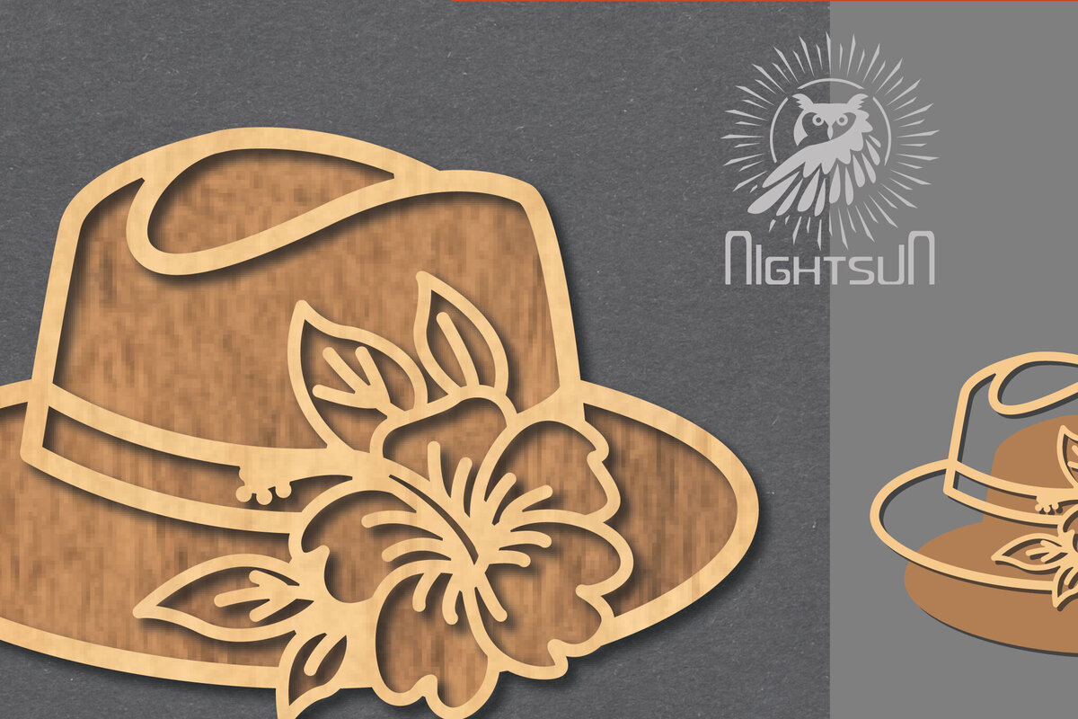 Σετ των 2 Intra απο ξύλο plywood 3mm-4mm πάχος - Διακόσμηση με κομμένο λέιζερ καπέλο λουλουδιών 1 Δίασταση 20x20 cm INTRAFABR-122932603