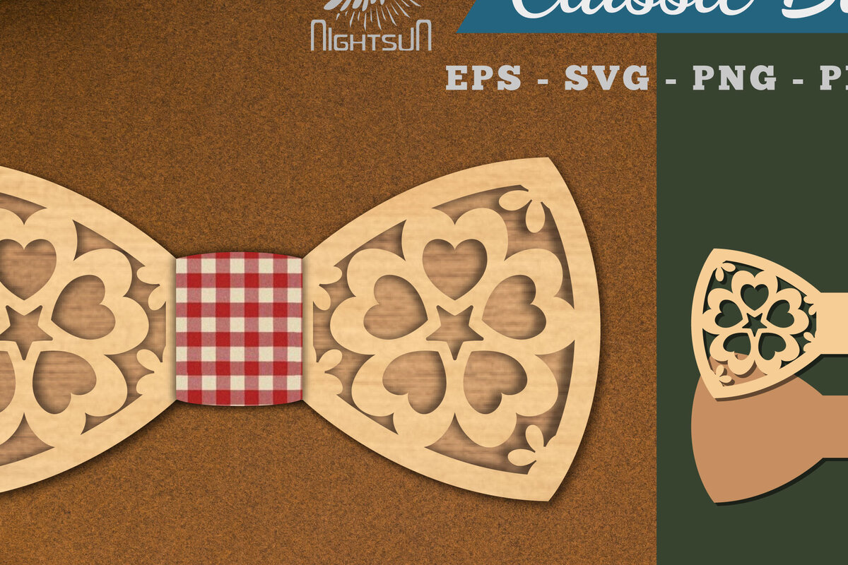 Σετ των 2 Intra απο ξύλο plywood 3mm-4mm πάχος - Παπιγιόν με λέιζερ λουλουδιών  Δίασταση 20x20 cm INTRAFABR-112552604