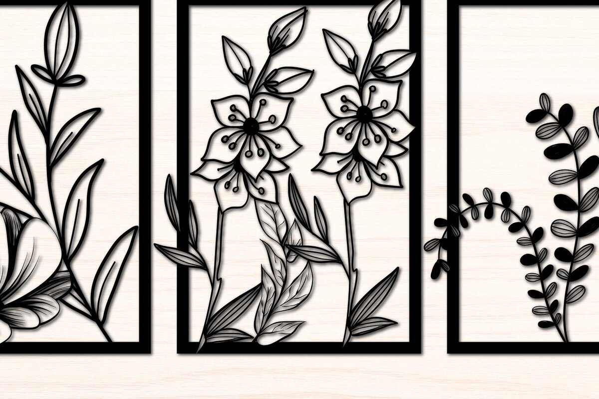 Intra απο ξύλο plywood 3mm-4mm πάχος - Λουλούδι σε πλαίσιο Διακόσμηση τοίχου  Lasercut Δίασταση 20x25 cm INTRAFABR-76780555