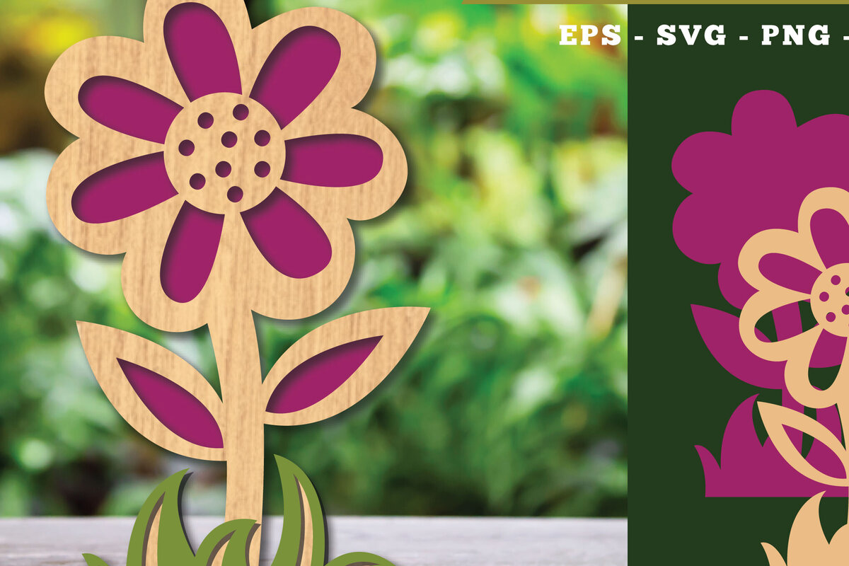 Intra απο ξύλο plywood 3mm-4mm πάχος - Διακόσμηση με κομμένα λέιζερ λουλουδιών 3 Δίασταση 20x20 cm INTRAFABR-113208107