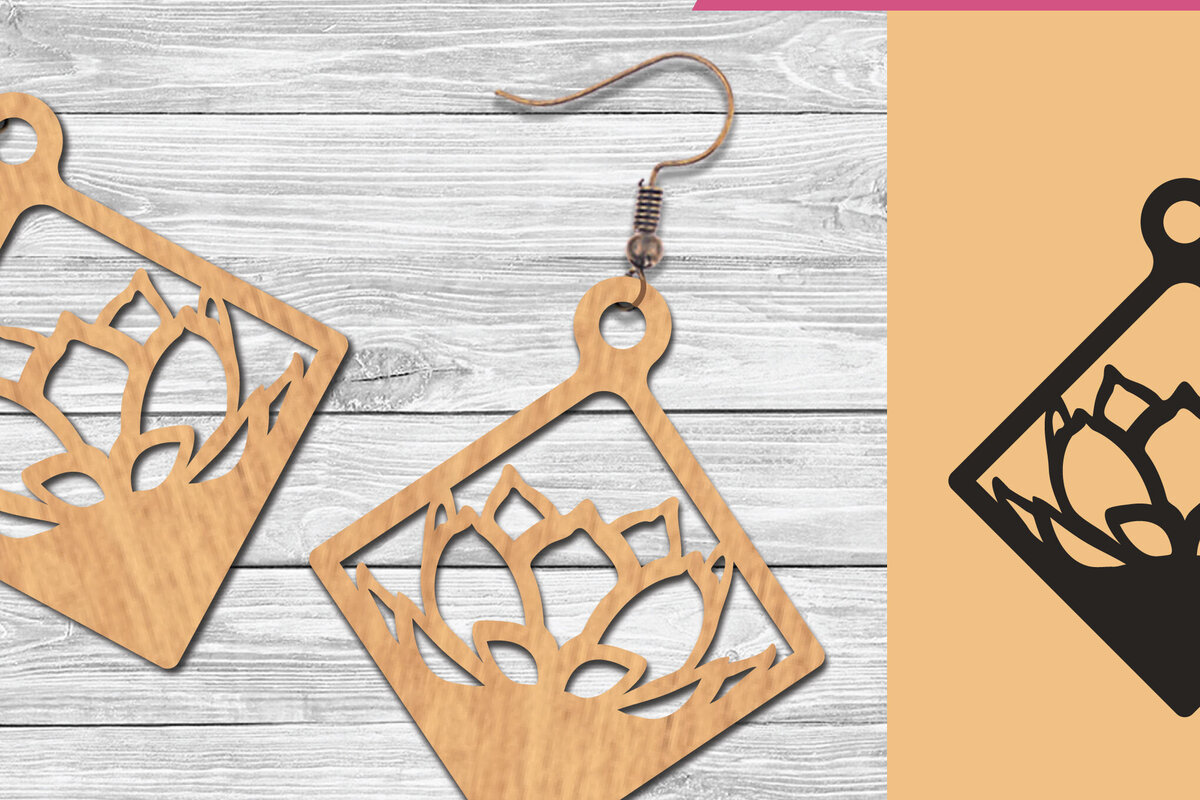 Σετ των 3 Intra απο ξύλο plywood 3mm-4mm πάχος - Σκουλαρίκια κομμένα με λέιζερ λουλουδιών  10 Δίασταση 3x3 cm INTRAFABR-105777101