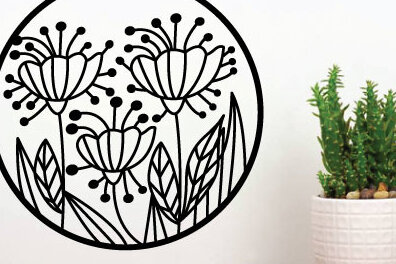 Intra απο ξύλο plywood 3mm-4mm πάχος - Λίμα κοπής με λέιζερ λουλουδιών, μεταλλική διακόσμηση τοίχου Δίασταση 40x50 cm INTRAFABR-65455893