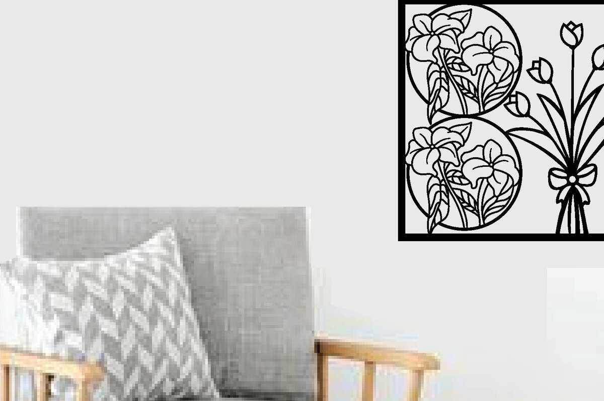 Intra απο ξύλο plywood 3mm-4mm πάχος - Flower Laser Κοπή Μεταλλικών Τέχνης Τοίχων Δίασταση 40x50 cm INTRAFABR-89288599