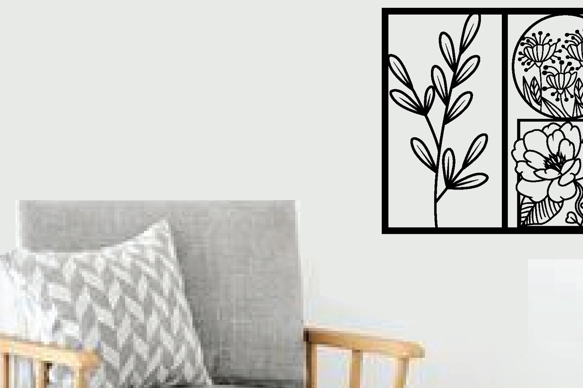 Intra απο ξύλο plywood 3mm-4mm πάχος - Flower Laser Κοπή Μεταλλικών Τέχνης Τοίχων Δίασταση 40x50 cm INTRAFABR-89288668