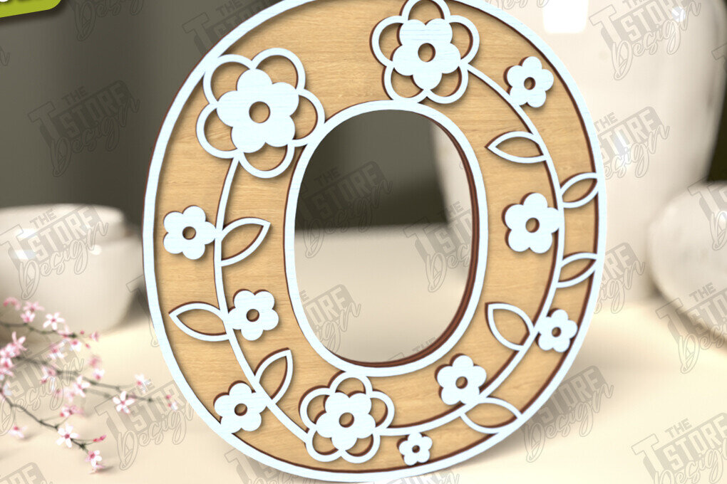 Intra απο ξύλο plywood 3mm-4mm πάχος - Γράμματα λουλουδιών | Alphabet | Floral Design Δίασταση 30x20 cm INTRAFABR-118677081