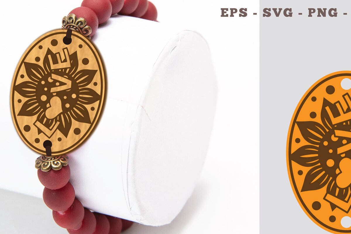 Σετ των 3 Intra απο ξύλο plywood 3mm-4mm πάχος - Βραχιόλι Flower Love Cut Laser  2 Δίασταση 4x4 cm INTRAFABR-104773871