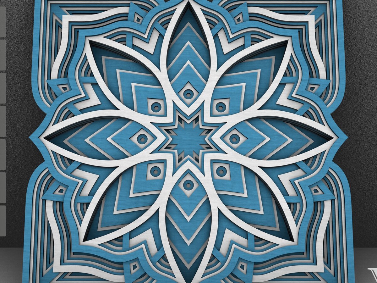 Intra απο ξύλο plywood 3mm-4mm πάχος - Flower Mandala , Layered Mandala  Δίασταση 30x30 cm INTRAFABR-29231160