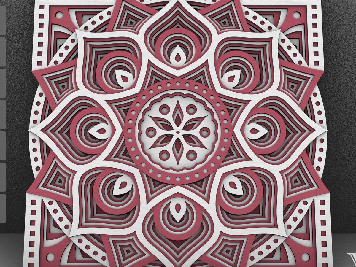 Intra απο ξύλο plywood 3mm-4mm πάχος - Flower Mandala , Layered Mandala  Δίασταση 30x30 cm INTRAFABR-29231309