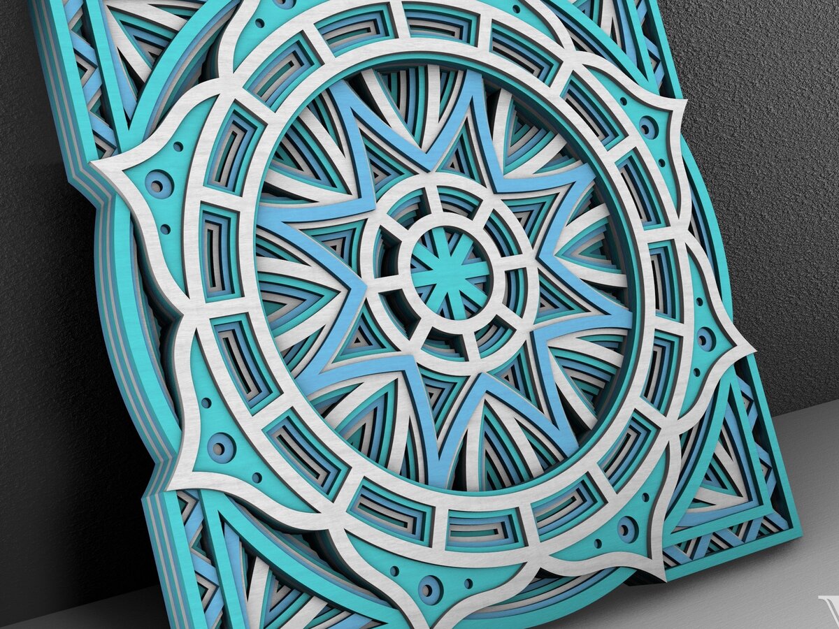 Intra απο ξύλο plywood 3mm-4mm πάχος - Flower Mandala , Layered Mandala  Δίασταση 30x30 cm INTRAFABR-29229169