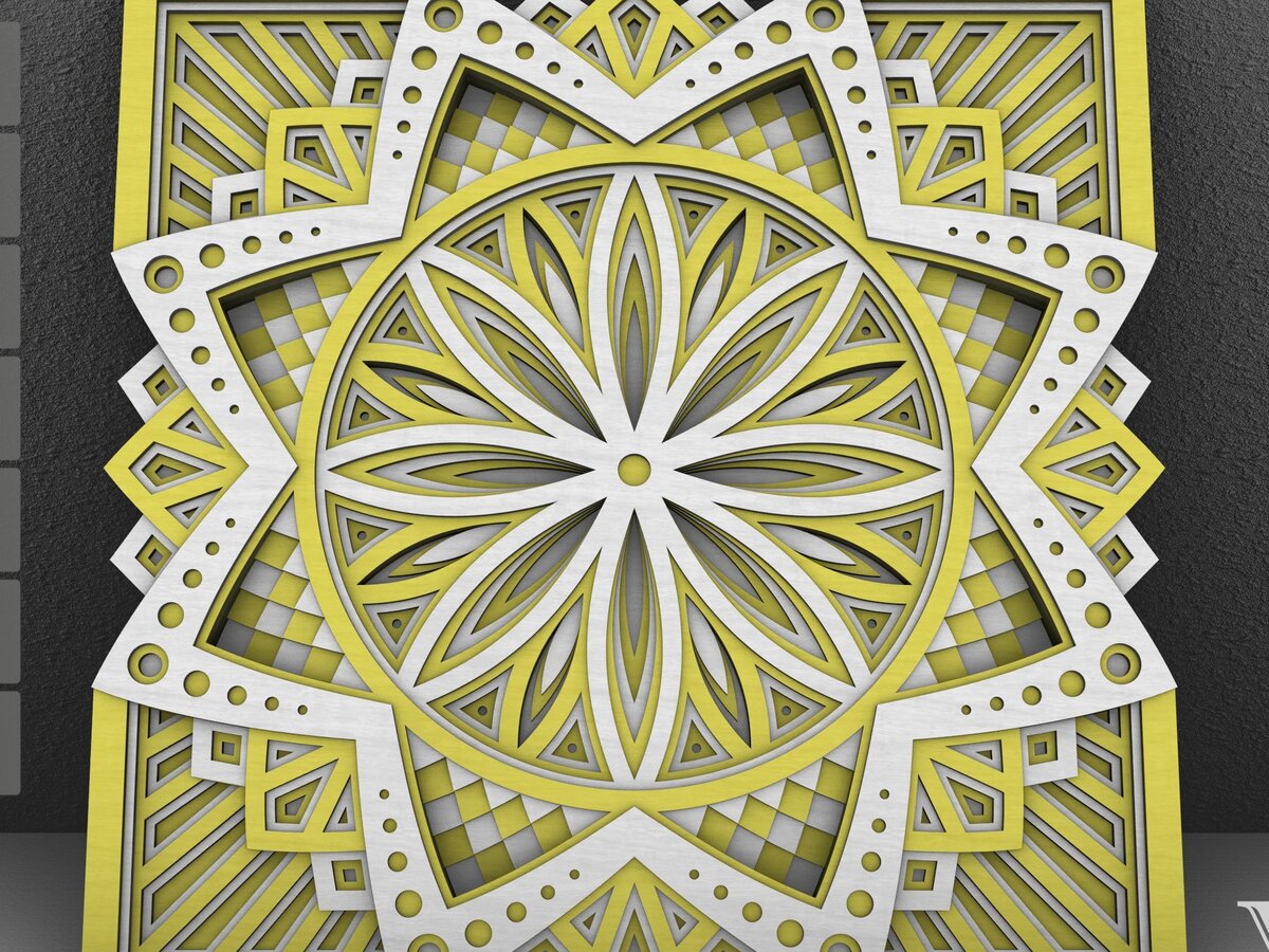 Intra απο ξύλο plywood 3mm-4mm πάχος - Flower Mandala , Layered Mandala  Δίασταση 30x30 cm INTRAFABR-29232139