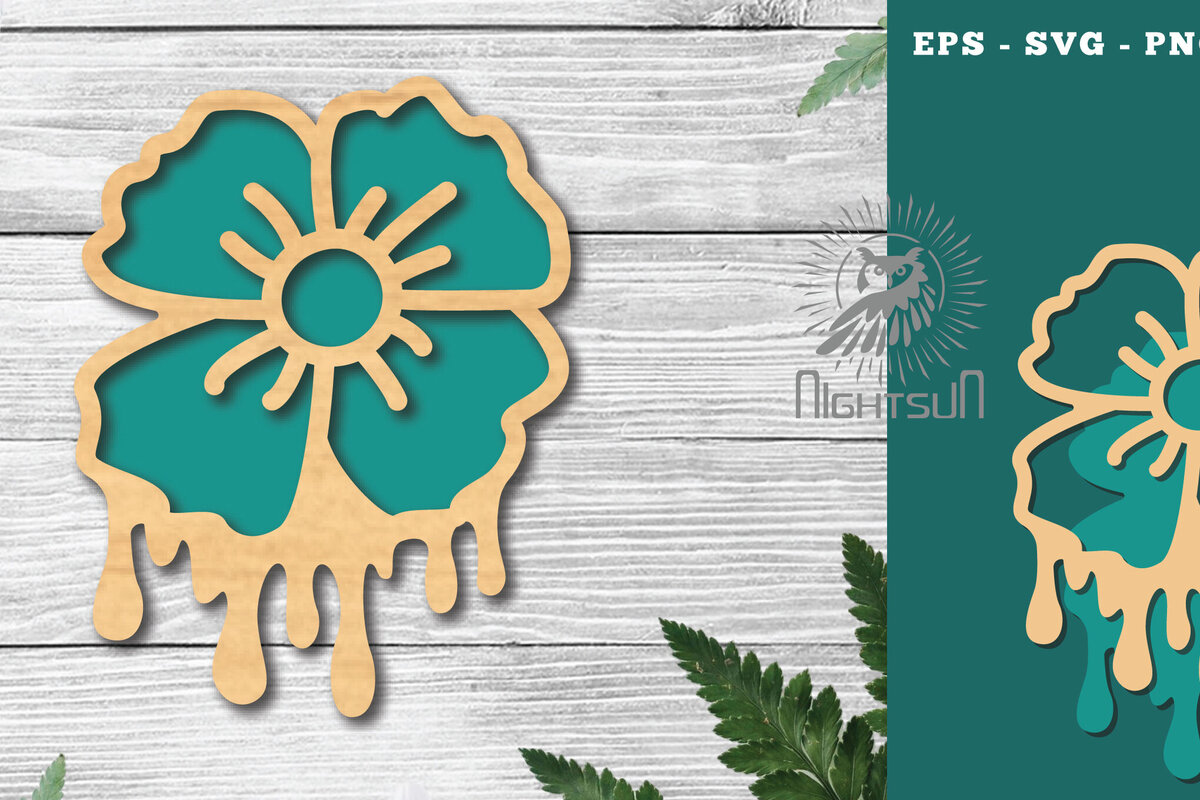 Σετ των 2 Intra απο ξύλο plywood 3mm-4mm πάχος - Διακόσμηση με κομμένο λέιζερ λιωμένο με λουλούδια 4 Δίασταση 20x20 cm INTRAFABR-120094485