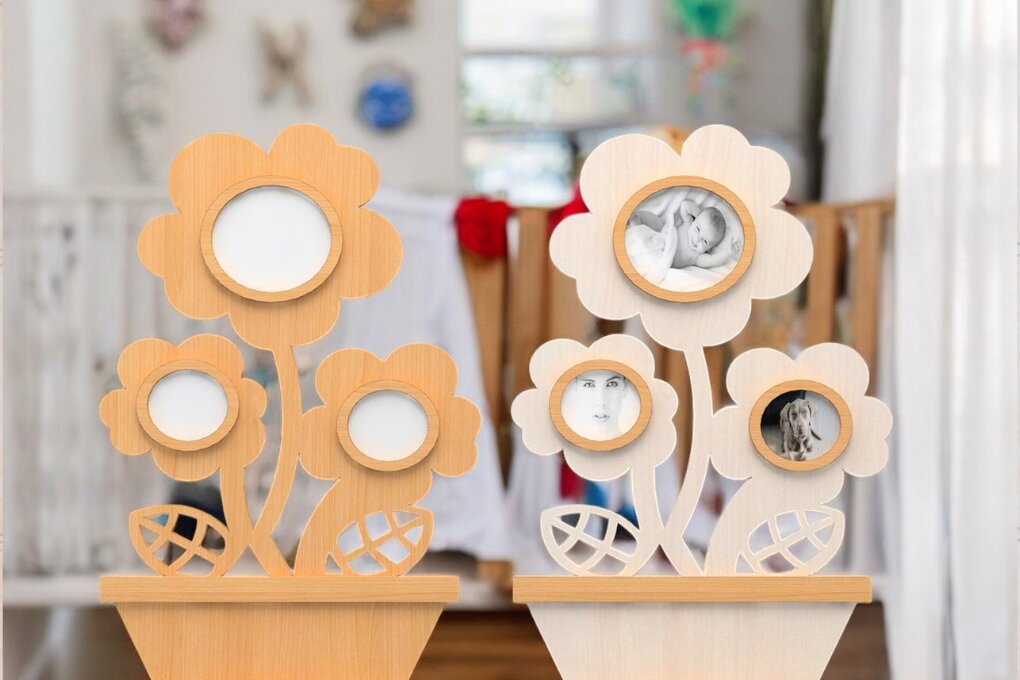 Σετ των 3 Intra απο ξύλο plywood 3mm-4mm πάχος - Κορνίζα λουλουδιών Laser212 Δίασταση 4x4 cm INTRAFABR-118485016