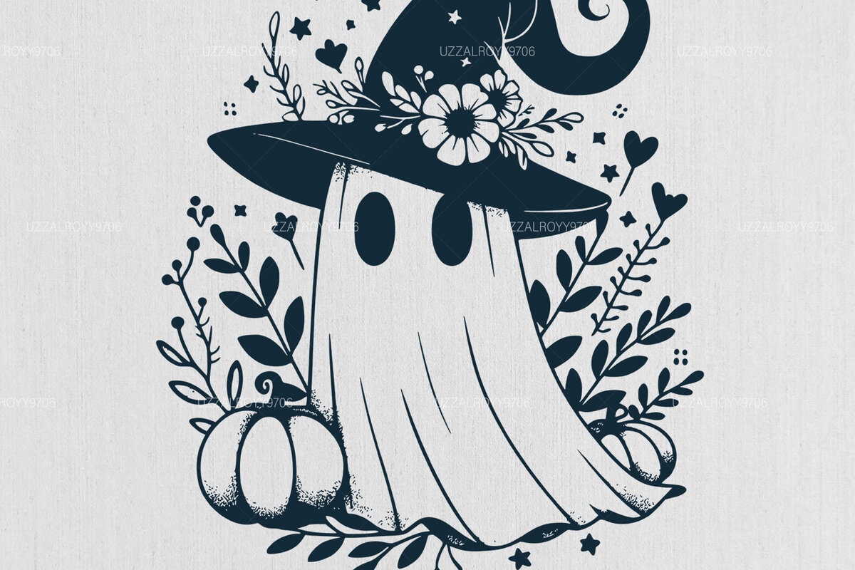 Intra απο ξύλο plywood 3mm-4mm πάχος - Flower Spooky Ghost , Halloween  Δίασταση 40x50 cm INTRAFABR-101611996