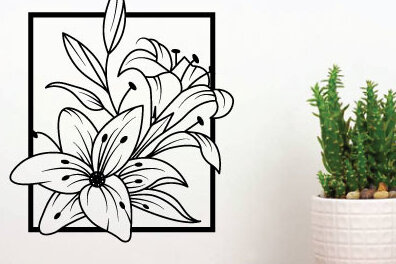 Intra απο ξύλο plywood 3mm-4mm πάχος - Τέχνη διακόσμησης τοίχου με λουλούδια,  κοπής με λέιζερ  Δίασταση 40x50 cm INTRAFABR-66531996