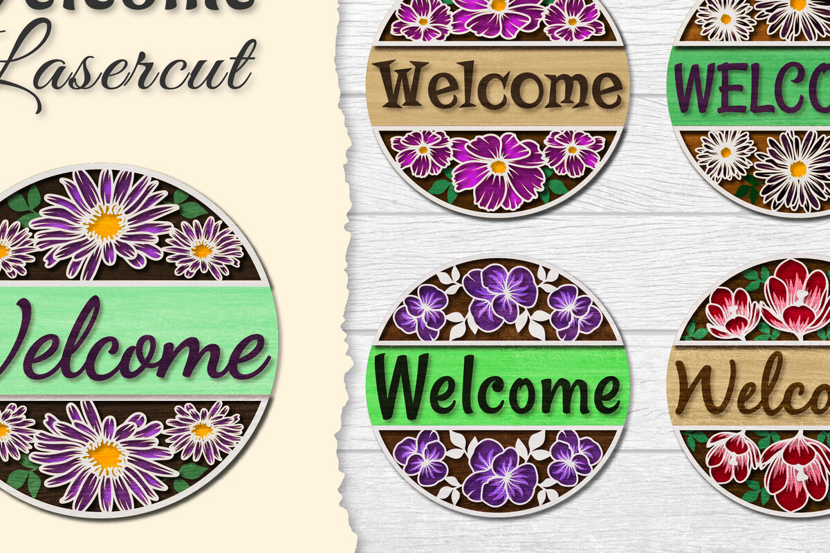 Σετ των 2 Intra απο ξύλο plywood 3mm-4mm πάχος - Λουλούδια καλωσορίσματος Lasercut BNDLES Δίασταση 20x20 cm INTRAFABR-122044713