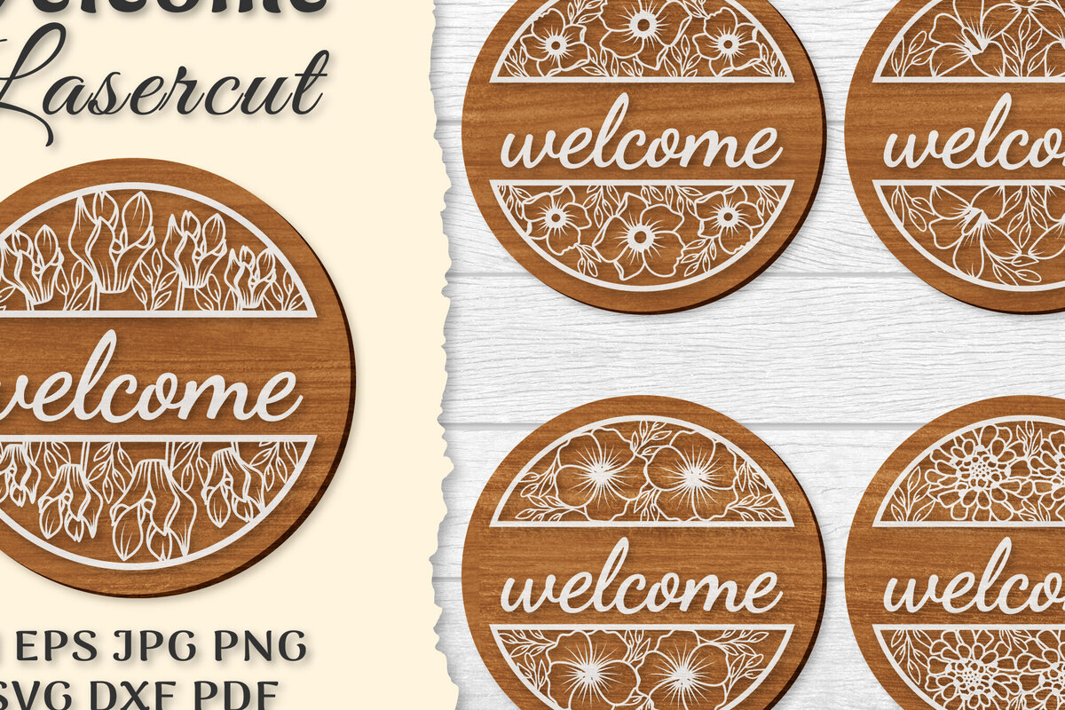 Σετ των 2 Intra απο ξύλο plywood 3mm-4mm πάχος - Λουλούδια καλωσορίσματος Lasercut BNDLES Δίασταση 20x20 cm INTRAFABR-122600034